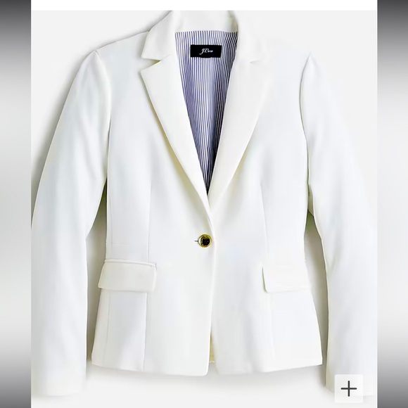 White Tailored Blazer with Notched Lapels and Fitted Silhouette - size 2T - Picture 2 of 6
